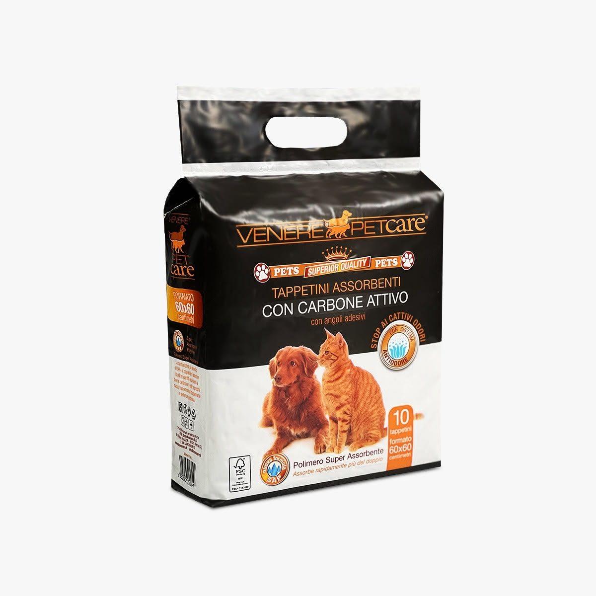 Tappetini assorbenti cani e gatti 60x60 con carboni attivi  12pz.