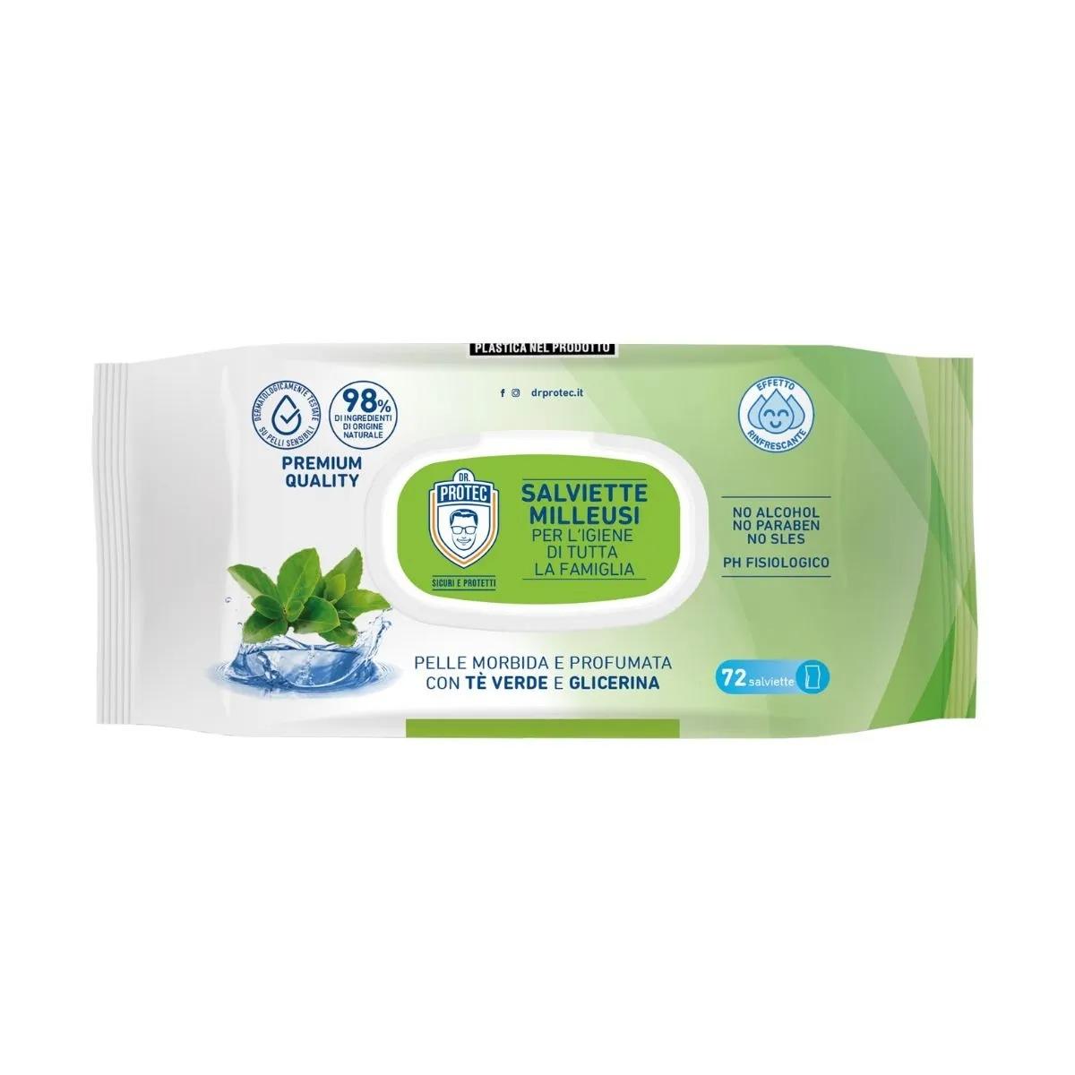 Salviettine milleusi te verde 72 pz